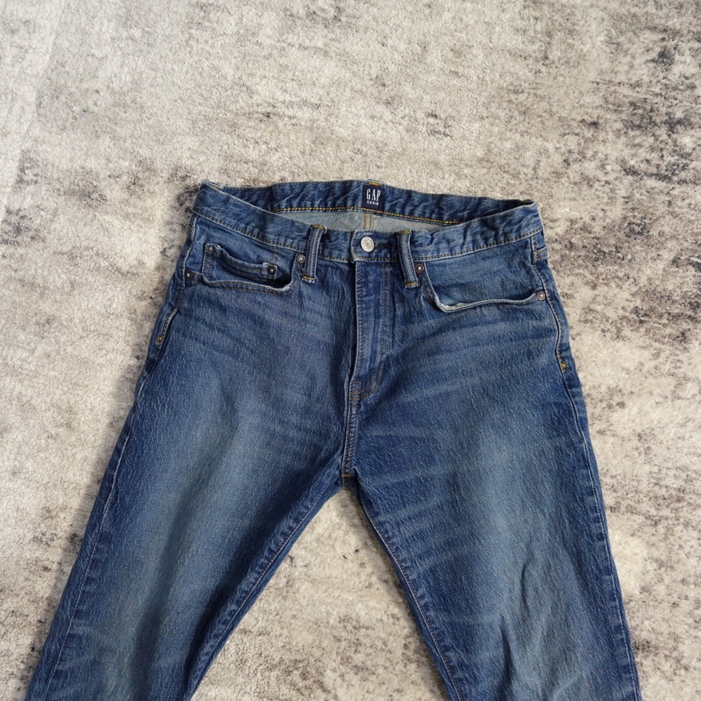 GAP Denim Slim Stretch Jeans Mens 31x30 Medium Wash Authentic Cotton Elastane - Picture 13 of 16